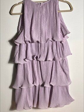 Zara Lavender Purple Textured Layered Ruffle Dress